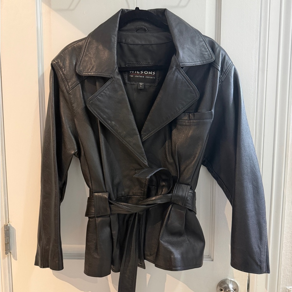 Wilson Women's Classic Black Leather Belted Jacket